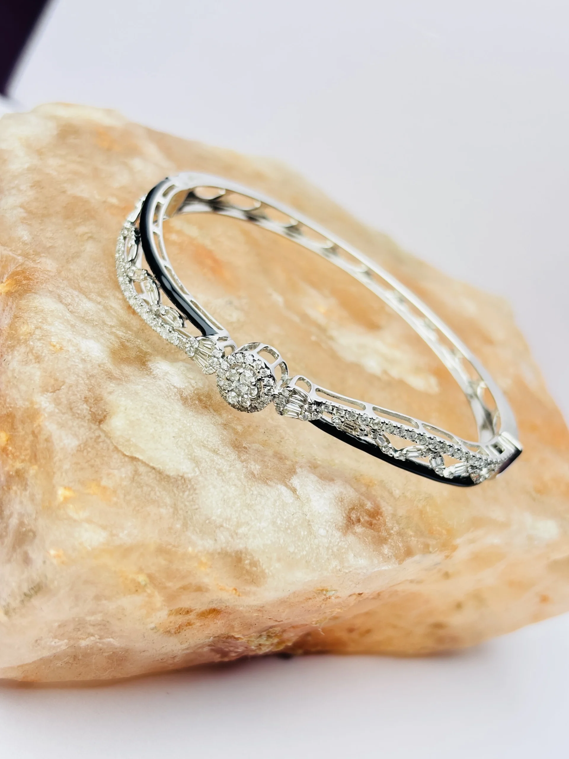 Diamond Bracelet with Black Enamel Detailing - Image 2