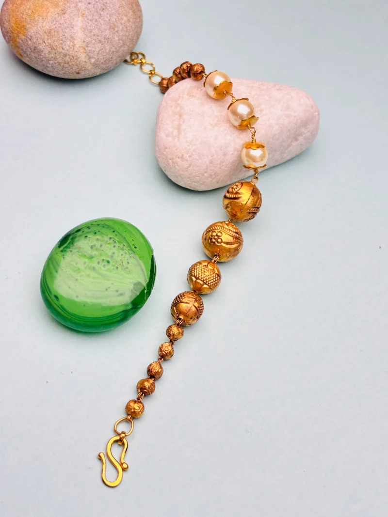 Traditional 22KT Gold Bracelet with Intricate Bead Design