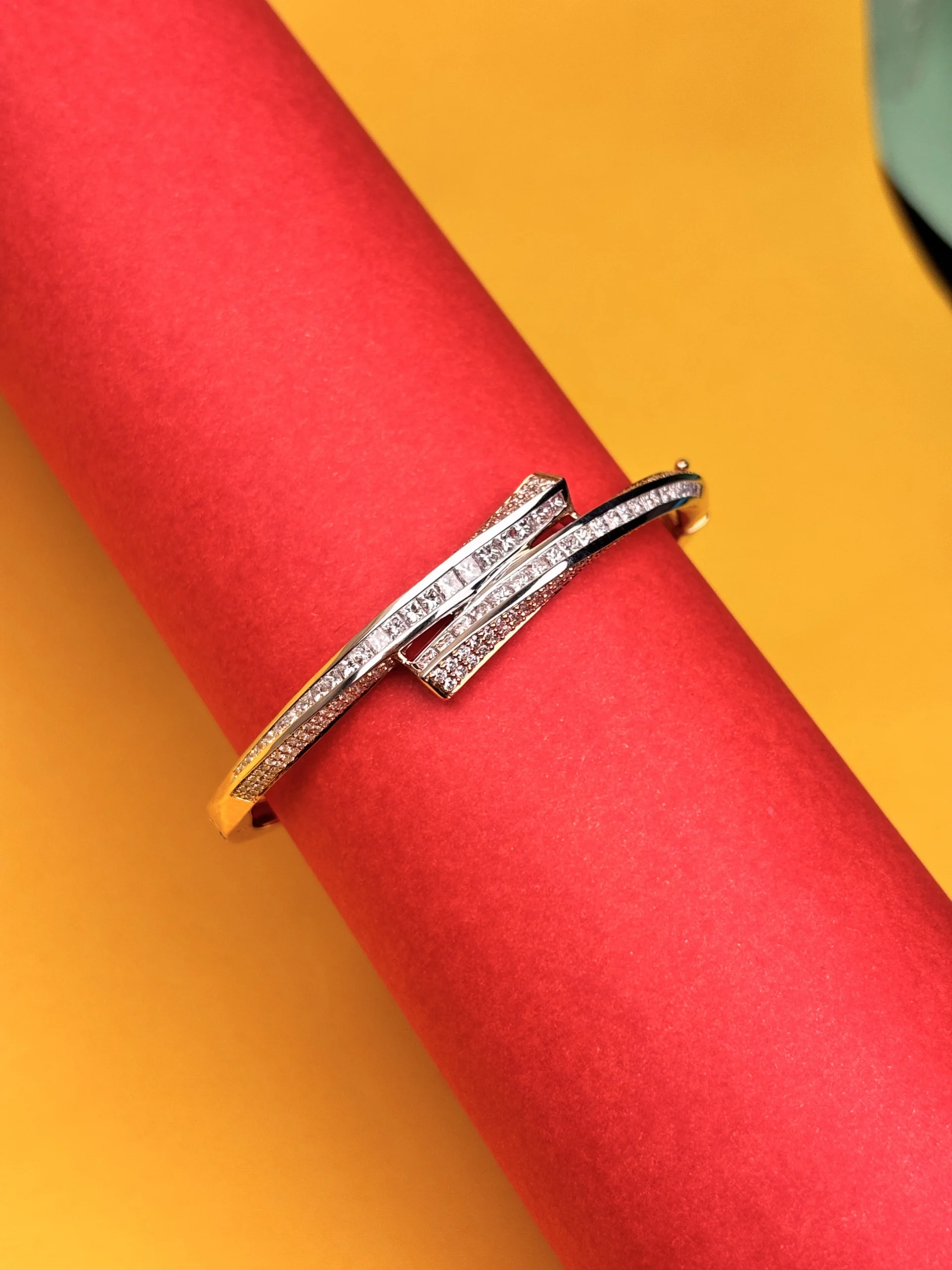 Elegant Gold & Diamond Bracelet – Dual Row Sparkle - Image 3