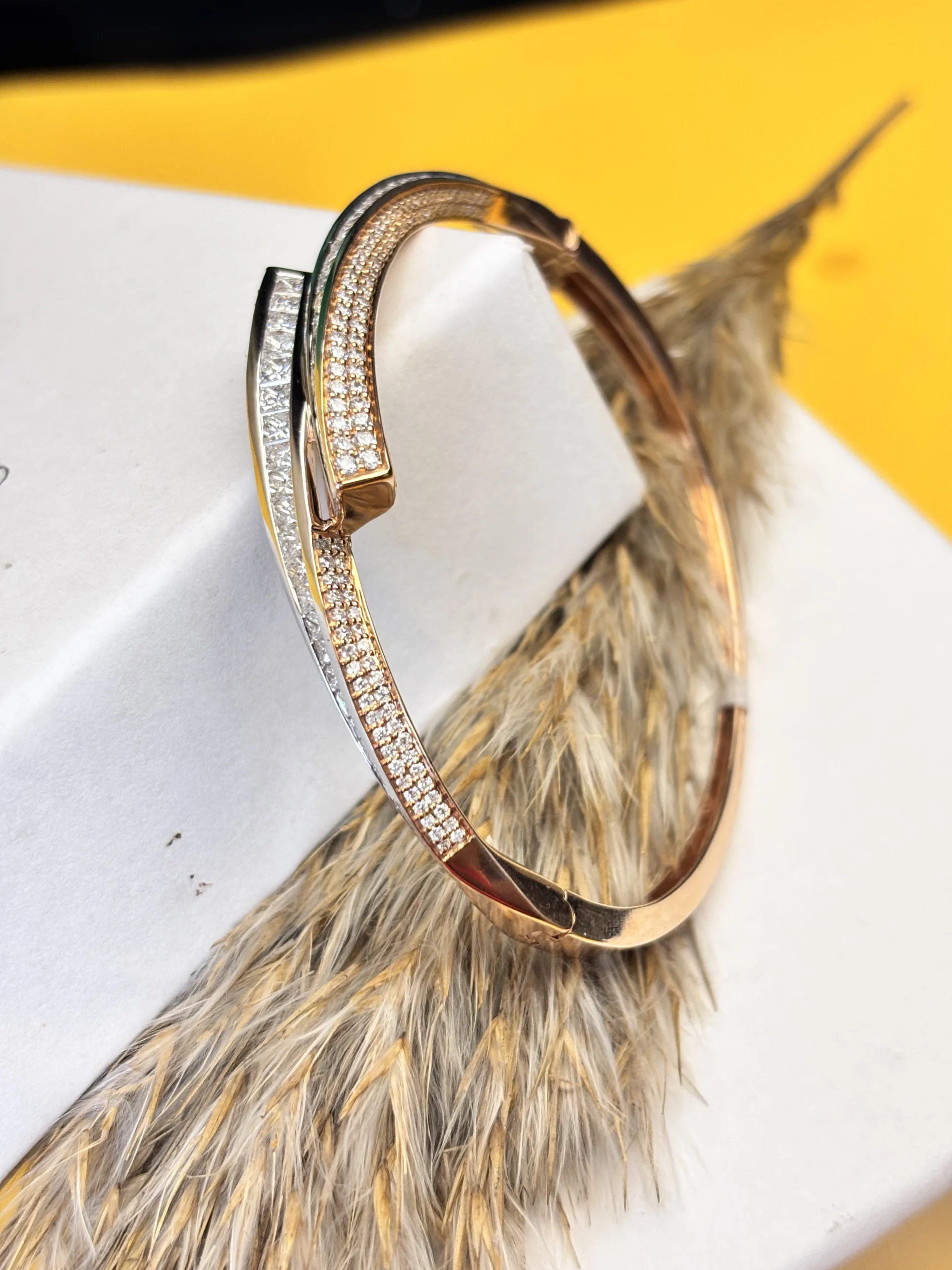 Elegant Gold & Diamond Bracelet – Dual Row Sparkle