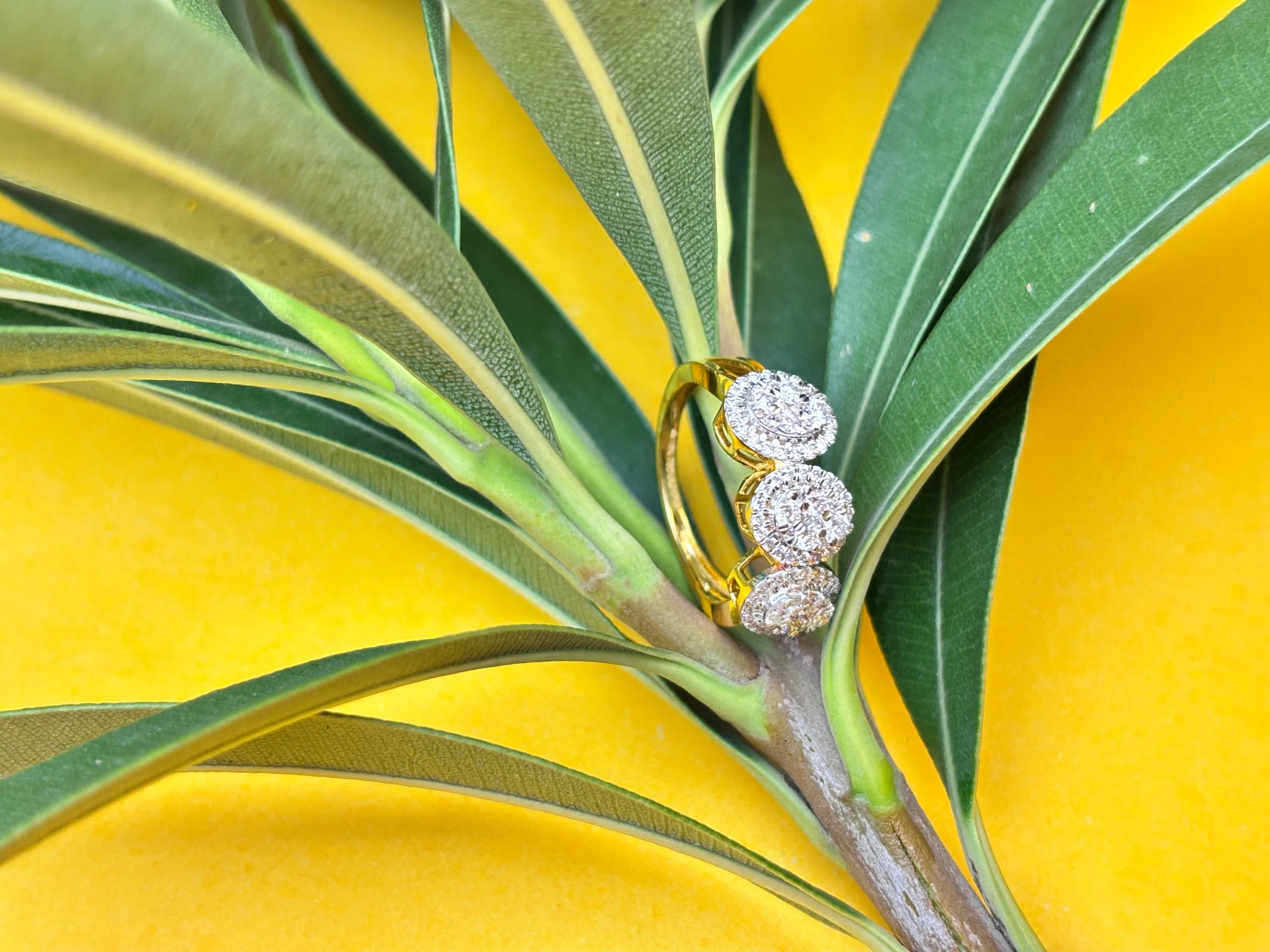 Triple Halo Diamond Ring in 18KT Gold - Image 3