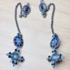 Antique Silver Earrings with Blue Stone & Enamel Detailing