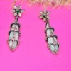 Antique Silver Earrings with Green Stone & Aquamarine Detailing