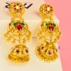 Traditional Gold-Plated Silver Dangler Jhumka Earrings with Kundan & Pearl Detailing