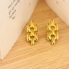 925 Silver Gold-Plated Geometric Statement Stud Earrings – Modern Designer Finish