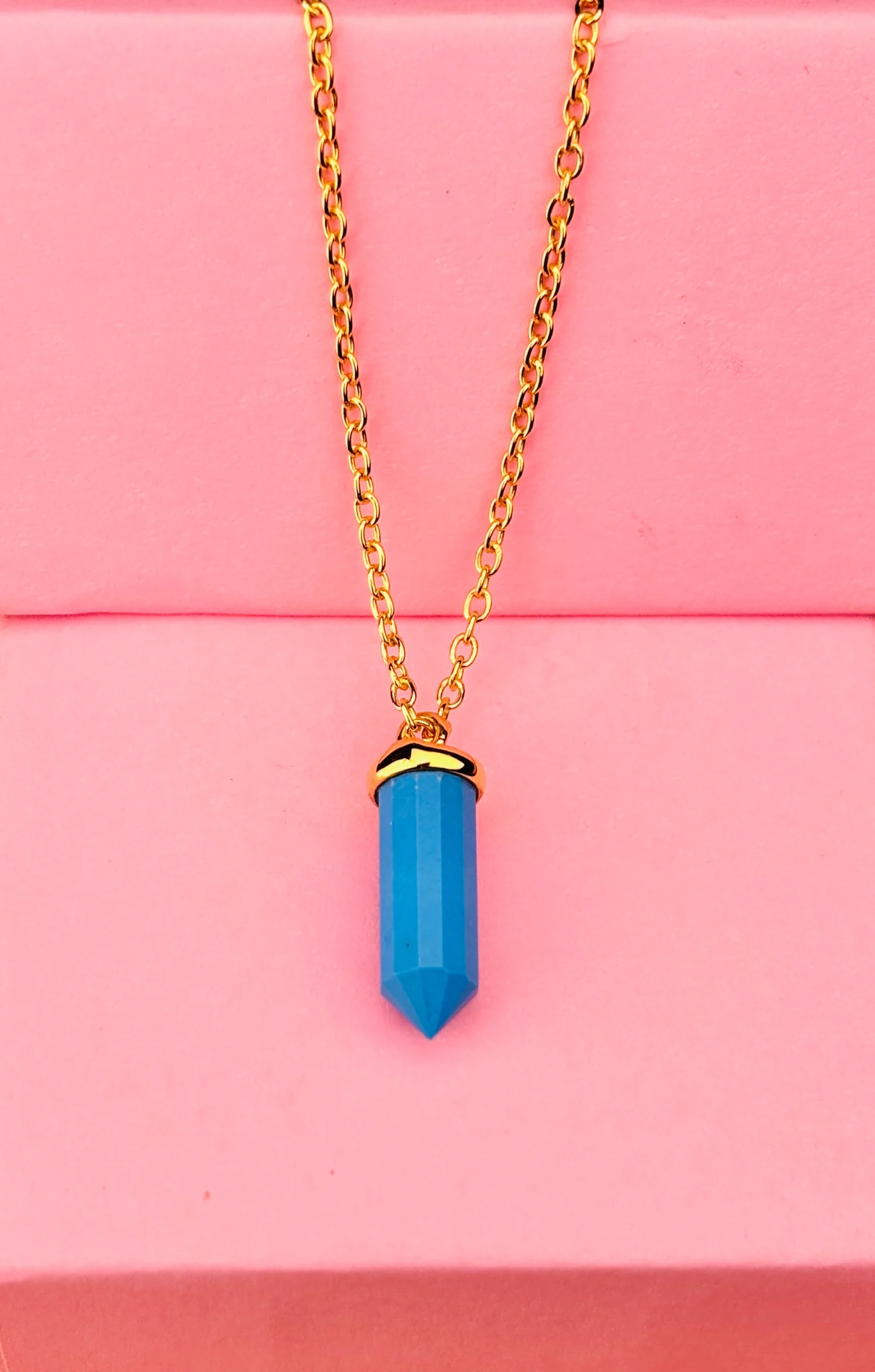 Handcrafted Blue Quartz-Style Point Necklace on Sterling Silver Chain