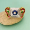 Handcrafted Peacock Motif Silver Ring with Blue Enamel & Gemstone Accents