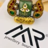 Artisan Heritage Statement Ring – 925 Sterling Silver with Green Jade, Polki-Style Accents, and Dual-Tone Paisley Filigree