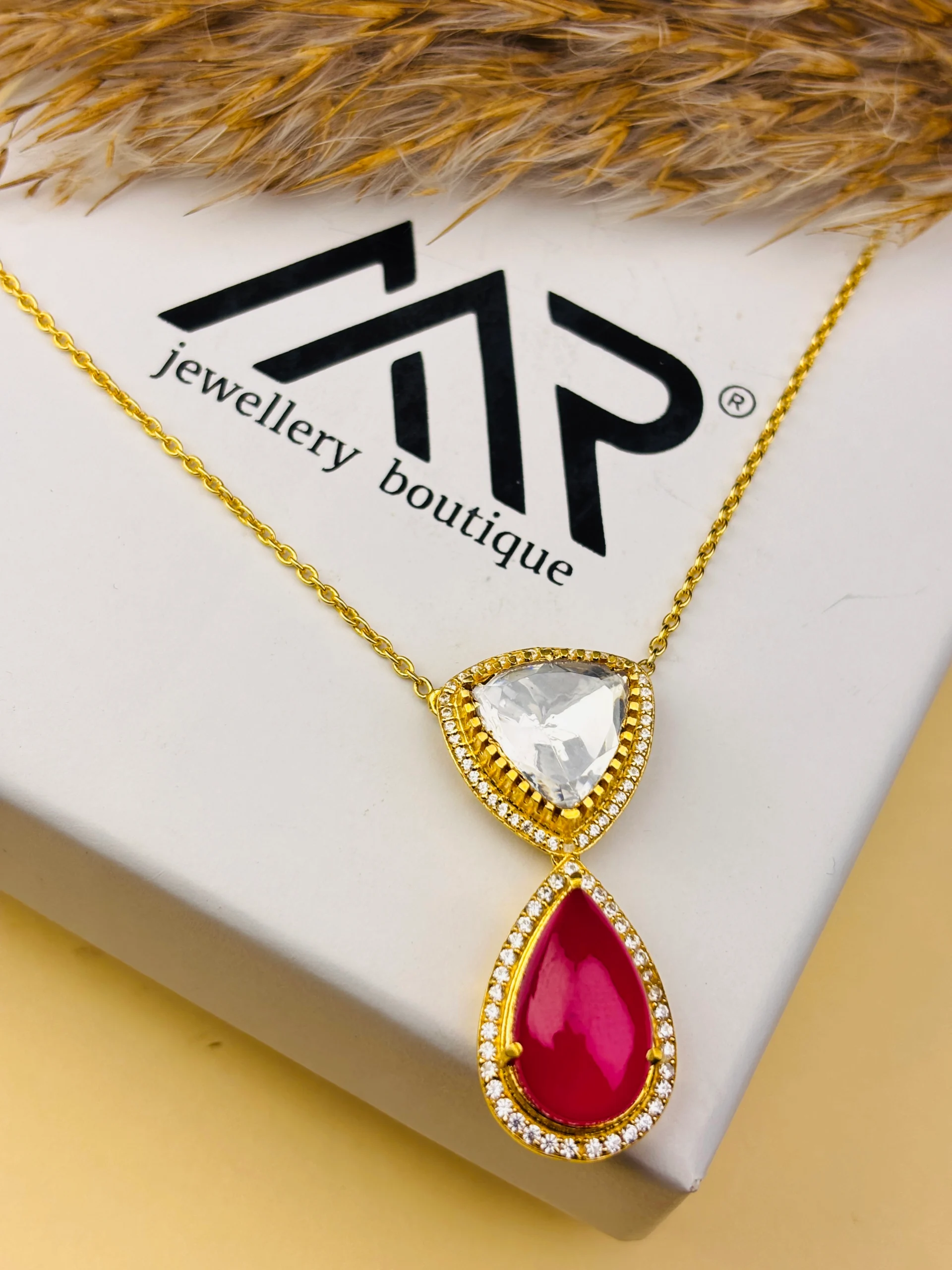 925 Sterling Silver Pendant Chain with Dual Gemstones