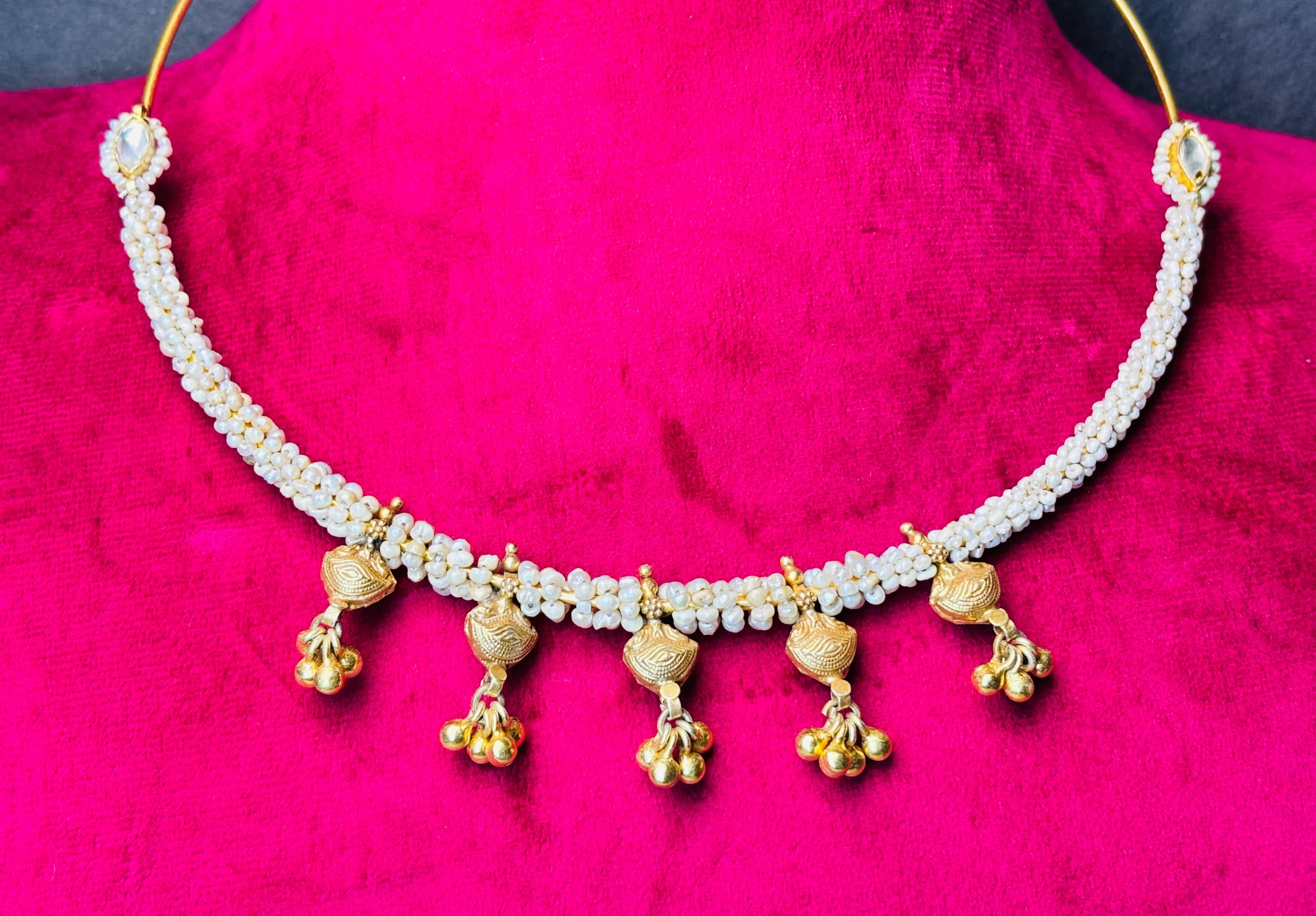 Chandramukhi Handcrafted Pearl & Gold-Plated Silver Hasli - Image 2