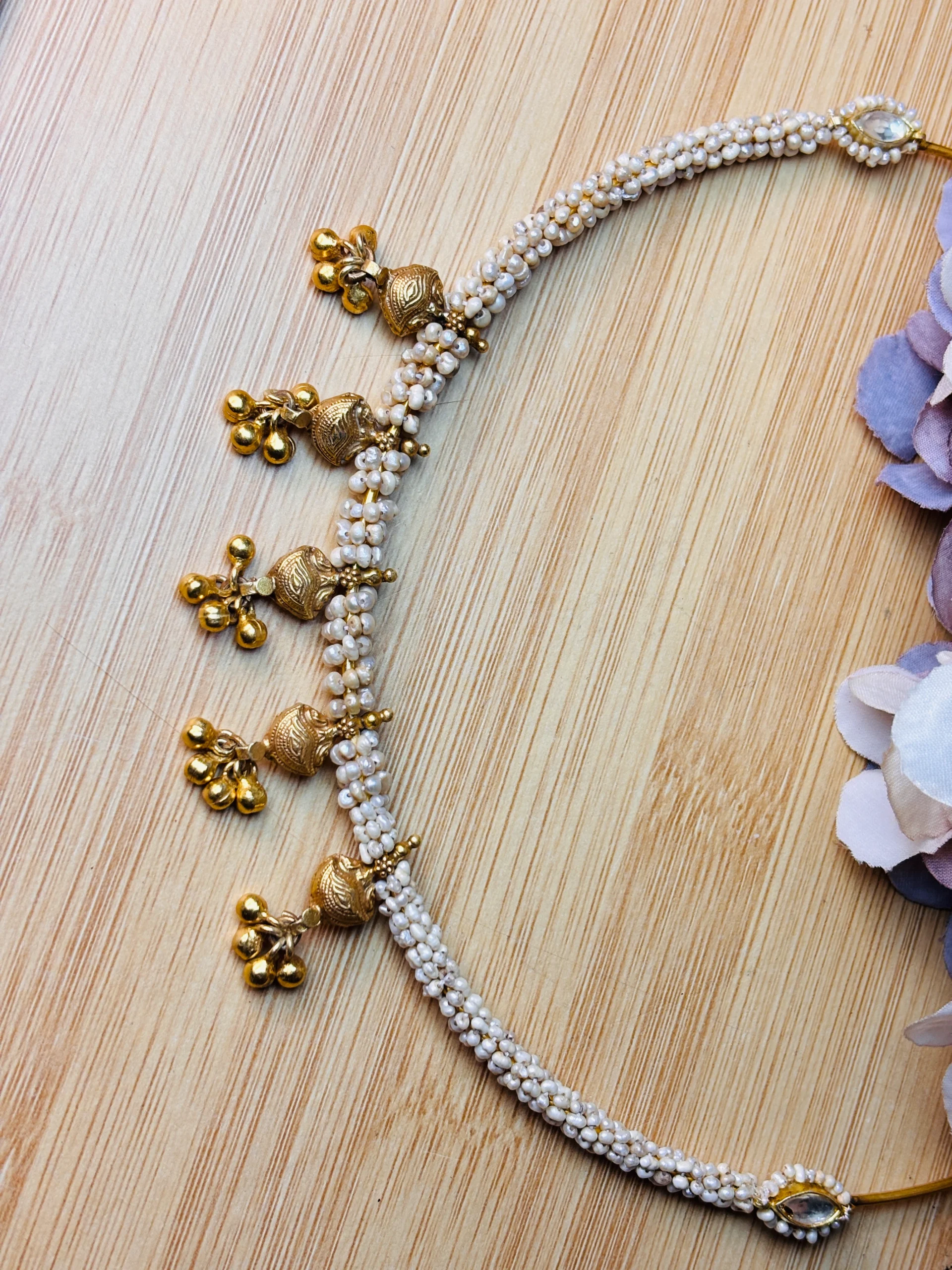 Chandramukhi Handcrafted Pearl & Gold-Plated Silver Hasli