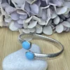 Elegant 925 Sterling Silver Turquoise Stone Open Cuff Bracelet for girls , women