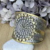 Royal 925 Sterling Silver Dual-Tone Floral Statement Cuff Bracelet