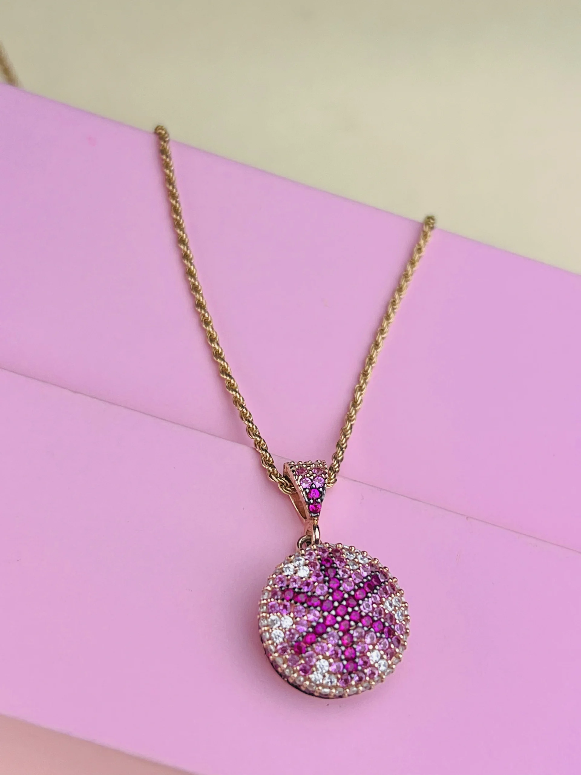 Luxury 925 Sterling Silver Pink Stone Pendant Set with Matching Ring – Micro Pave Finish - Image 2