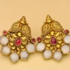 Temple Ruby Kundan 925 Sterling Silver Gold-Plated Statement Earrings