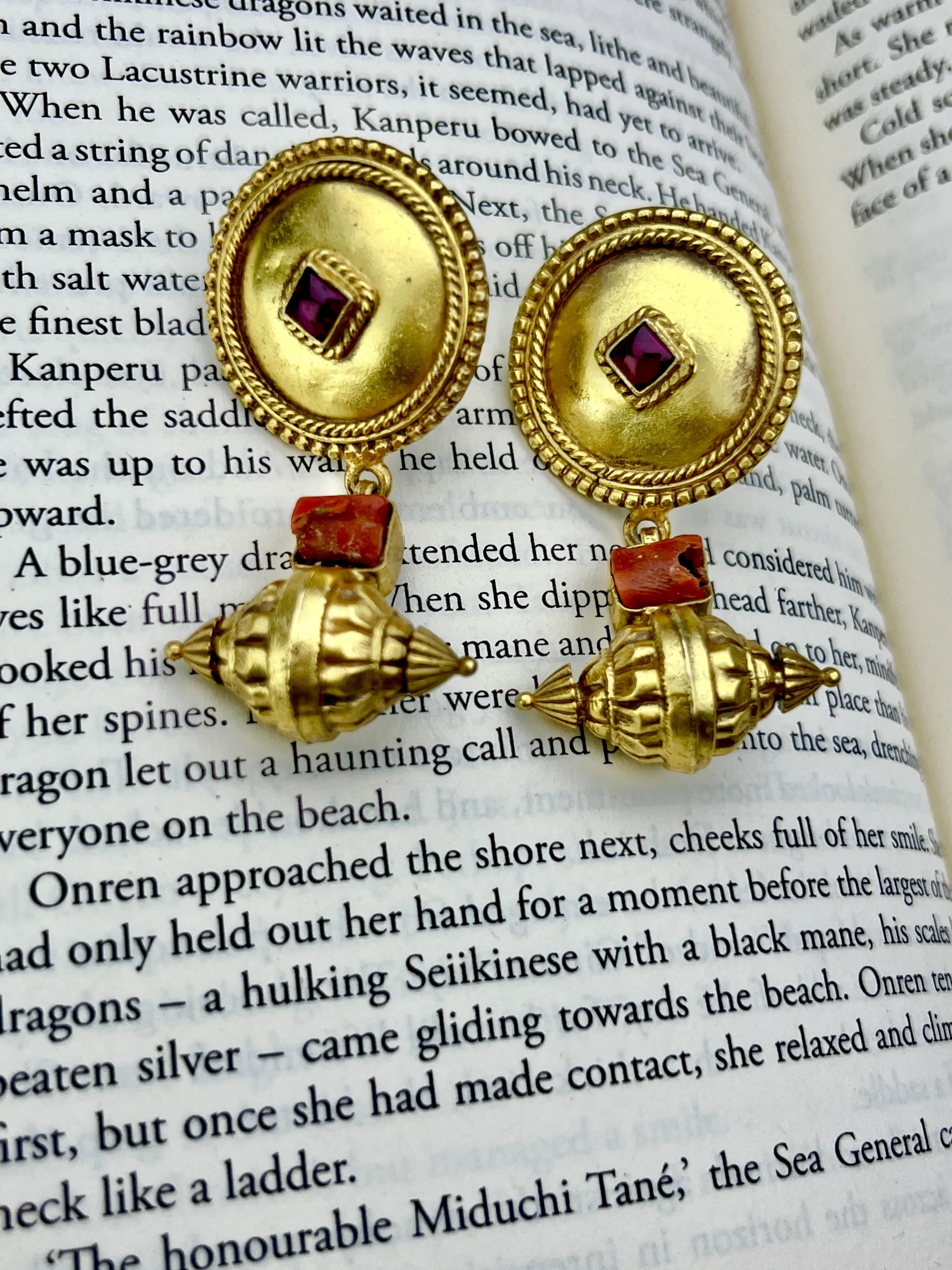 925 Sterling Silver Gold-Polished Temple Style Dangler Earrings - Image 2