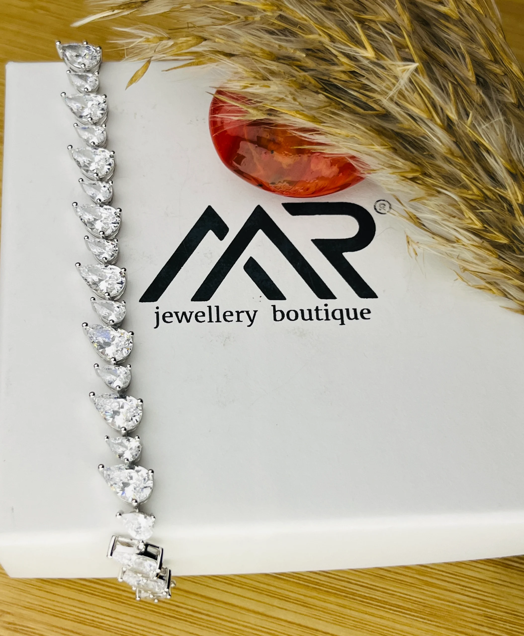 925 Sterling Silver Pear-Cut CZ Tennis Bracelet – Elegant Statement Bracelet for Women