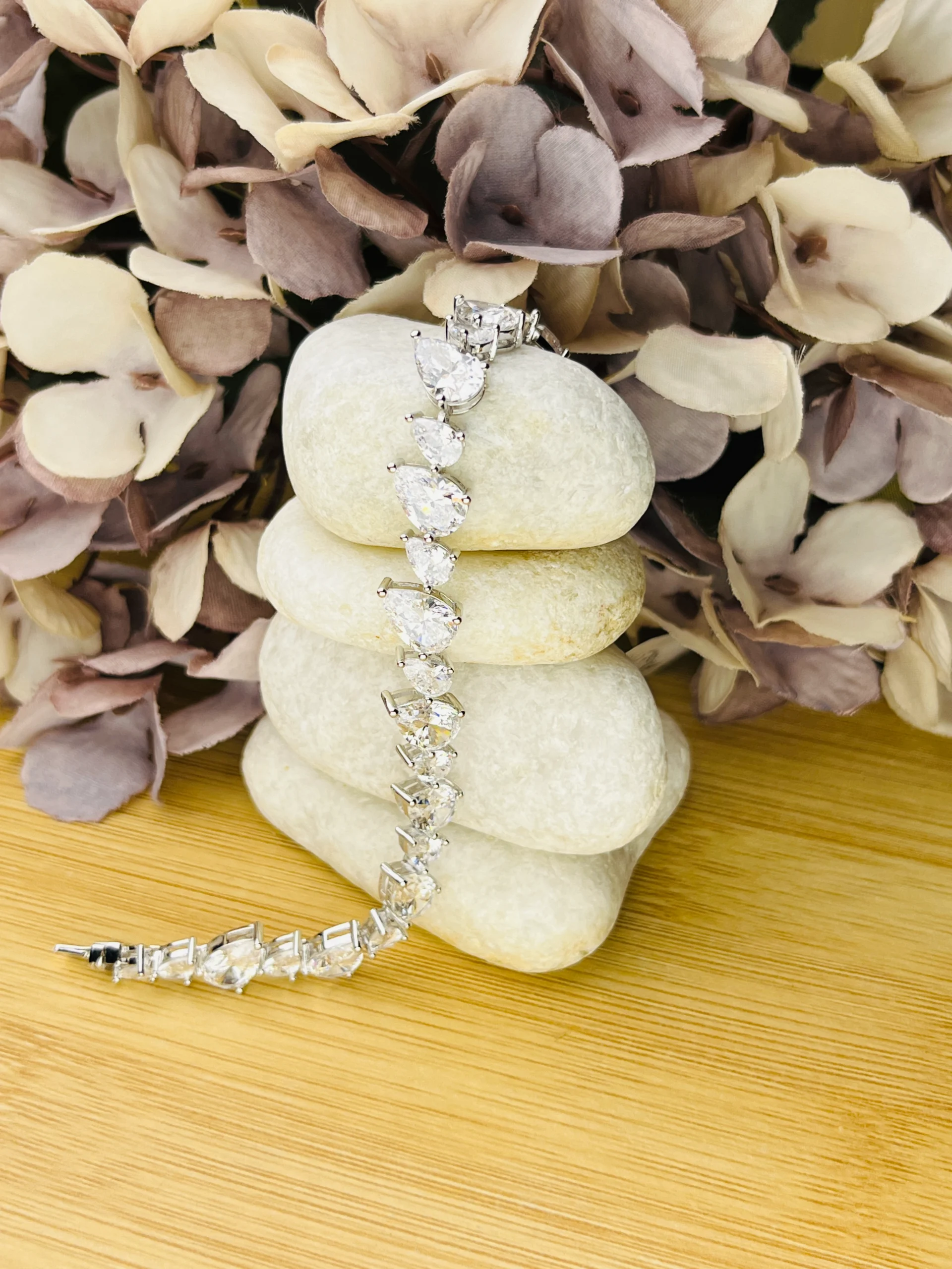 925 Sterling Silver Pear-Cut CZ Tennis Bracelet – Elegant Statement Bracelet for Women - Image 3