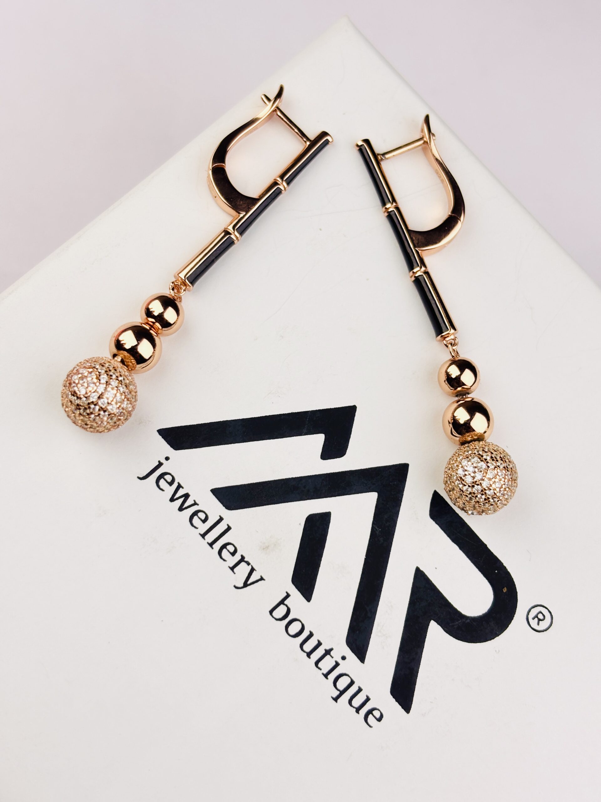 925 Silver Rose Gold CZ Ball Drop Earrings Designer Jewellery - Image 3