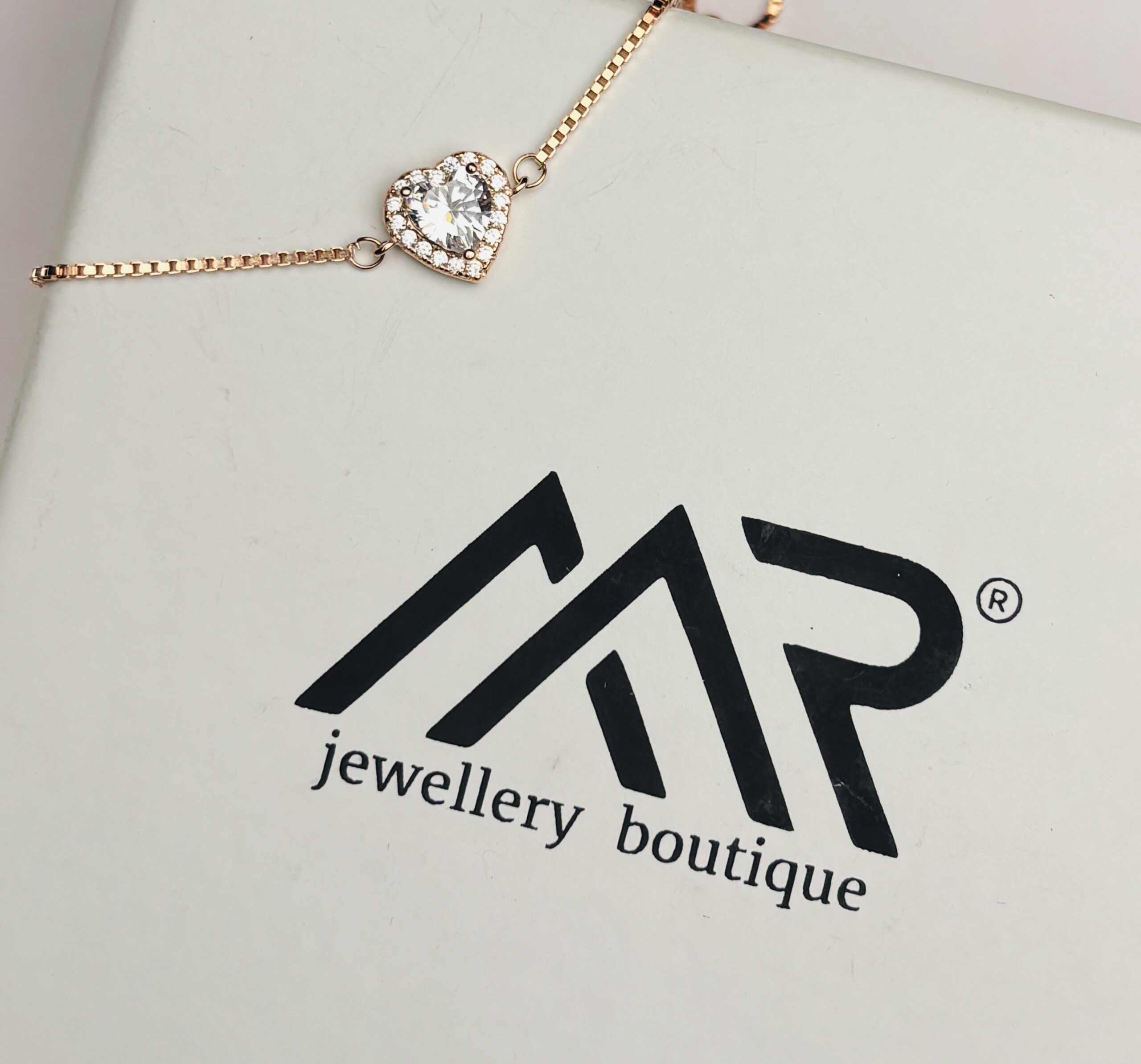 925 Sterling Silver Rose Gold Heart Bracelet Clear CZ Diamond Halo Adjustable Chain Gift - Image 2