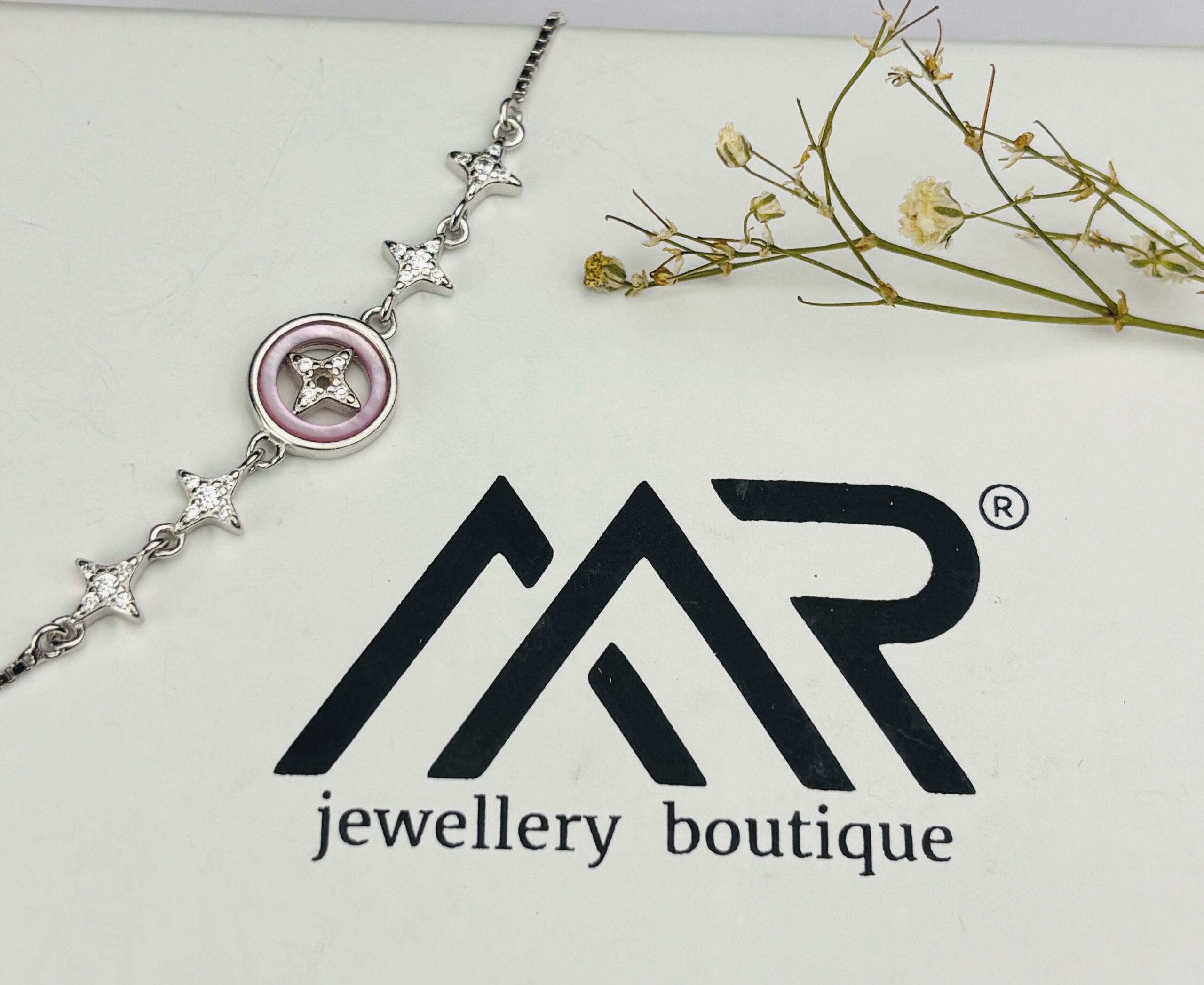 925 Sterling Silver Pink Enamel Bracelet Star Flower CZ Charm Adjustable Box Chain Women Gift - Image 4