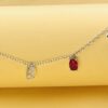 925 Sterling Silver Pink & Clear CZ Dangle Necklace | Oval and Marquise Charm Chain Necklace for Women