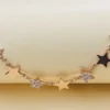 925 Sterling Silver Rose Gold Star Charm Necklace with Clear CZ Stones | Celestial Star Chain Necklace for Women