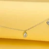 925 Sterling Silver Geometric Charm Necklace with Clear CZ Stones | Star, Pear & Square Dangle Chain Necklace for Women