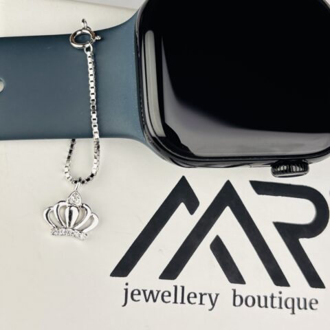 925 Silver Crown Watch Charm CZ Princess Charm Pendant Gifts For Women & Girls