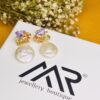 925 Sterling Silver Baroque Pearl Drop Earrings Multi Color Gemstone Cluster Statement Earrings