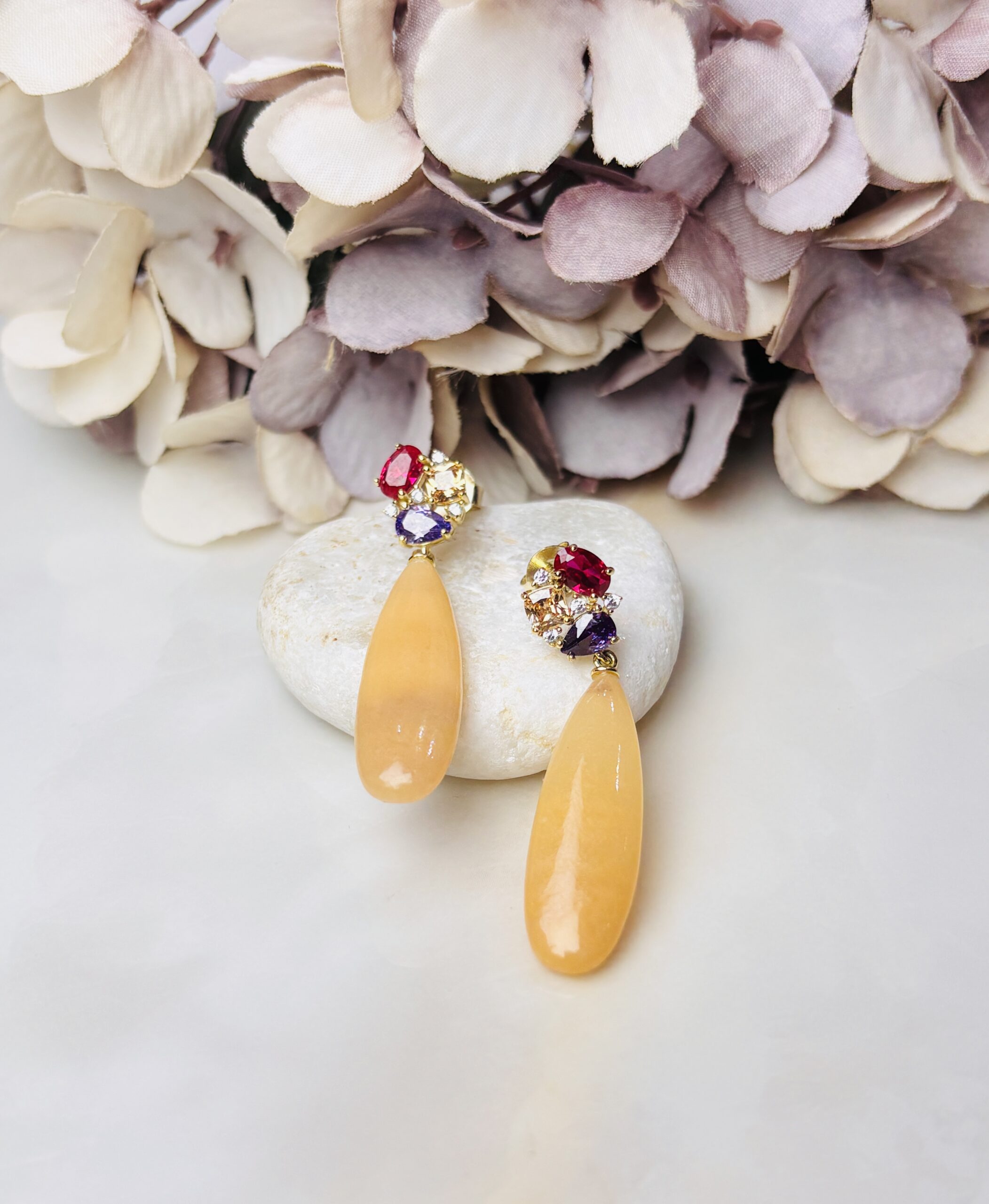 925 Sterling Silver Yellow Long Drop Earrings Multi Gemstone Statement Dangle Earrings Gold Plated - Image 5