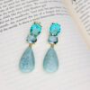 925 Sterling Silver Aqua Blue Teardrop Earrings Oval Cut Gemstone Statement Drop Earrings