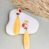 925 Sterling Silver Yellow Long Drop Earrings Multi Gemstone Statement Dangle Earrings Gold Plated