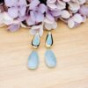 925 Sterling Silver Aqua Blue Teardrop Drop Earrings Gold Plated Statement Gemstone Earrings