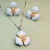 925 Sterling Silver Blue Flower Pendant Necklace CZ Enamel Floral Charm Women