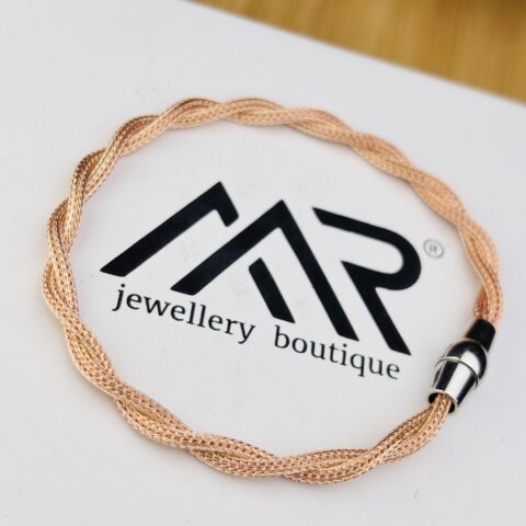 925 Sterling Silver Rose Gold Mesh Bracelet Magnetic Clasp Braided Bracelet