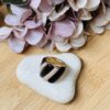 925  Silver Gold-Plated Black Onyx & White CZ Triple Band Statement Ring | Bold Designer Cocktail Ring for Women