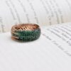 925 Silver Rose Gold Plated Green & Champagne Cubic Zirconia Ombre Pavé Dome Ring | Luxury Statement Band for Women