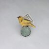 925  Silver Handcrafted Bird Ring with Green Carved Gemstone | Oxidized & Gold-Plated Statement Ring