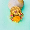 925  Silver Peacock Statement Ring with Yellow Agate, Ruby Red & Green Stones | Gold-Plated Designer Ring