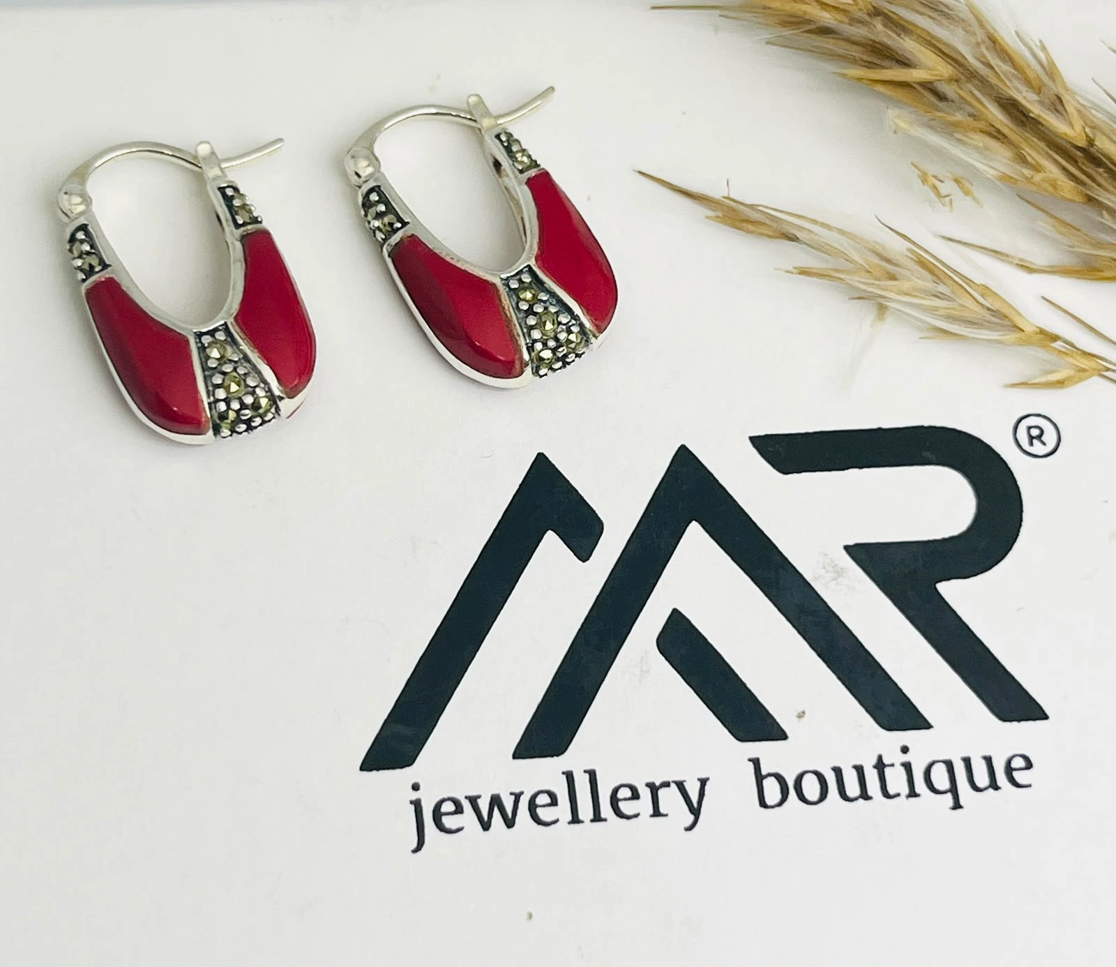 925 Silver Red Enamel Bali with CZ Stone Detailing – Elegant Hoop Style Statement For Women