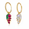 925 Silver Bali Hoop – Multicolor Leaf & Gemstone Design